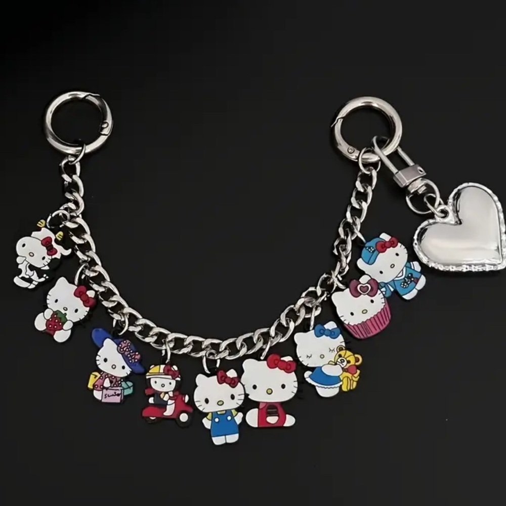 HELLO KITTY Silver Heart Sanrio Charm Bag Chain ❤️ IN SEASON
